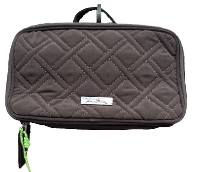 Vera Bradley Cepillo Maquillaje Cosmético Estuche Expresso Marrón Bolsa de Aseo Acolchada NUEVO Foto 1 de 4