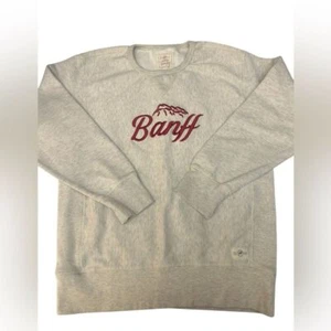 Banff Canada Embroidered Sweatshirt Mountains Unisex XL Oatmeal/Cream - Picture 1 of 8