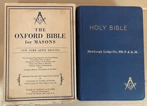1928 OXFORD BIBLE FOR MASONS NEW YORK NEWBURGH LODGE FREEMASONRY HISTORY W/BOX - Picture 1 of 2