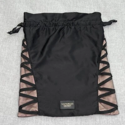 Bolso con cordón negro Victorias Secret bolsa lencería viaje maquillaje almacenamiento Foto 1 de 4