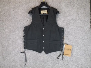 Highway 21 Six Shooter Black Leather Street Motorcycle Vest - Medium or Large - Bild 1 von 15