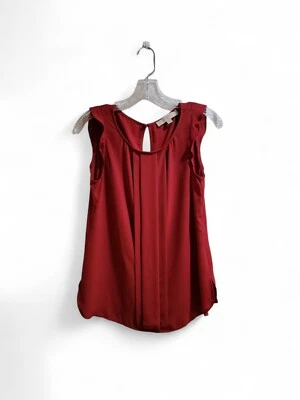 Blusa Loft Berry Rojo Camisola Top Plisada Frontal Manga Acampanada Hombro XS Foto 1 de 4
