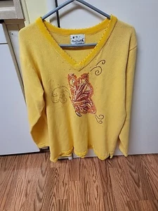 Quacker Factory Beautiful Sequined Butterfly Size Large Sweater - Picture 1 of 2