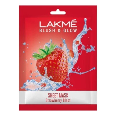 Lakme Blush & Glow Strawberry Sheet Mask, 25 ml Free Shipping World Wide - Image 1 of 4