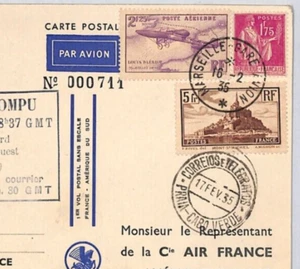 FRANCE Art 1935 Card AIR FRANCE *RAID INTERROMPU* Cachet CAPE VERDE Praia YZ130 - Picture 1 of 12