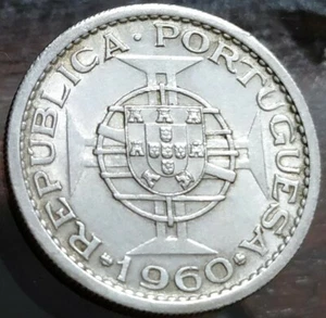 Portuguese Mozambique, 5 Escudos, 1960, KM# 84, Silver (.650) Coin ( S-801 ) - Picture 1 of 2