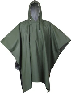 Olive Drab Waterproof Rain Poncho Heavy Duty Durable Rubber Emergency Protection - Picture 1 of 1