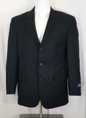 Casaco esportivo masculino Stafford lã seda 40SH ajuste atlético azul escuro listrado jaqueta - Imagem 1 de 4