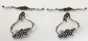 4 Set 39X49mm Bali Flower Toggle Clasp Oxidized Silver Plated  ha-860