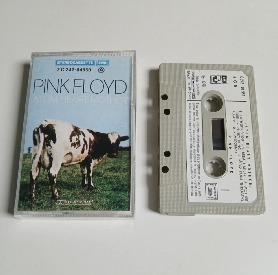 PINK FLOYD ATOM HEART MOTHER CASSETTE TAPE 1976 PAPER LABEL HARVEST EMI BELGIUM - Image 1 of 1