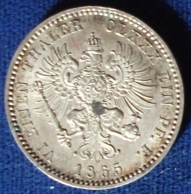 1865A German States/Prussia 1/6 Thaler AU - Image 1 of 2