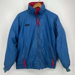 Columbia Puffer Jacket Men's M Blue Red Reverseable Radial Sleeve Full Zip Vtg - Picture 1 of 15