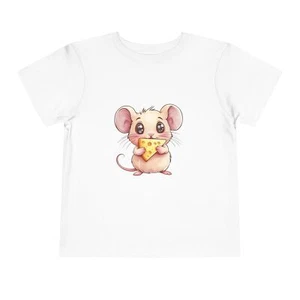 Cute Mouse Pizza Toddler Tee, Kids Shirt, Birthday Gift, Animal Lover Tee, Fun - Picture 1 of 37