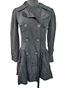 Arden B Black Jacket Trench Coat Long Sleeve Button Up Womens Size Small - Picture 1 of 11