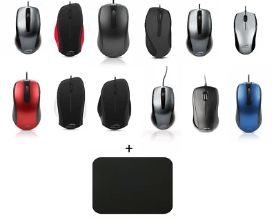 PC Maus inkl. Mauspad USB oder PS/2 3 für Notebook PC Kabelgebunden Mouse Pad - Bild 1 von 2