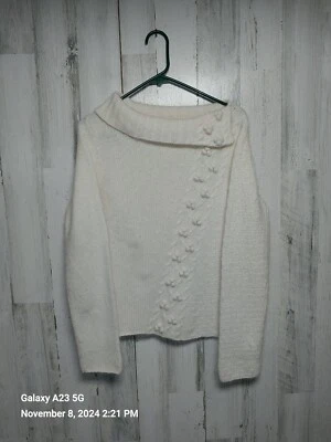 Suéter para mujer Garnet Hill pequeño de lana de cordero mezcla de angora crema Foto 1 de 4