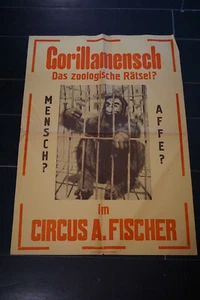 1950er Jahre Zirkus Plakat - A.Fischer - Gorillamensch - Bild 1 von 3
