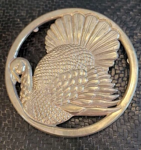 Vintage 1982 Gorham EP Italy Silver Metal Fall Turkey Hot Plate Trivet 7”-yc1708 - Picture 1 of 4