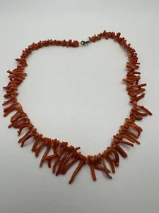 Antiguo Collar Coral Dedo Rama Roja Natural Genuino 16" - Imagen 1 de 17