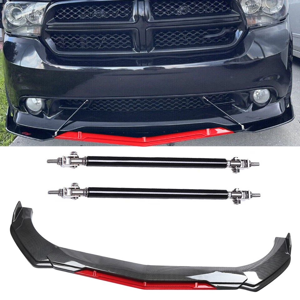 Front Bumper Lip Splitter Spoiler + Strut Rods Carbon Fiber For Dodge Durango Foto 1 de 4
