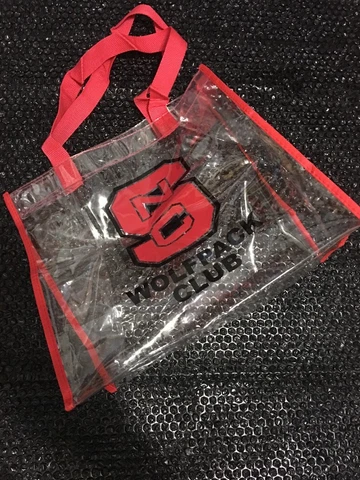 2016 N.C. NC State Wolfpack Clear Plastic PVC Bag Tote  - Stadium Approved Cover