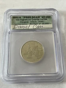 2001-S PR69 DCAM NY-25C ICG Signature Quarter Series Daniel Carr 4715/10,000 - Picture 1 of 2