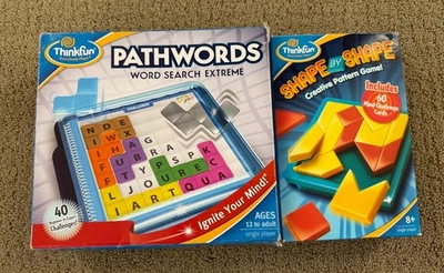 ThinkFun Pathwords Word Search Extreme and Shape by Shape Pattern Brain Games - Image 1 of 3