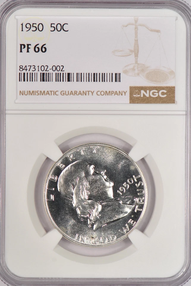 1950 Franklin Half Dollar Proof NGC PF 66 PR66 Coin Has Tone Spots 50C - Image 1 of 4