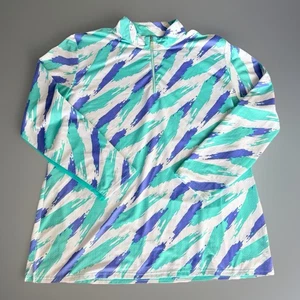 Bette & Court Women’s Green/Blue Geometric Long Sleeve Golf Top Size XXL Tennis - Picture 1 of 4