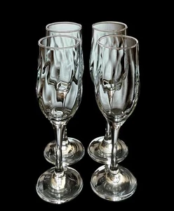 Set Of 4 Pier 1 One Clear Optic Swirl 8” Champagne Flutes Excellent - Picture 1 of 7