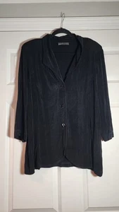 Slinky Brand Super Stretchy Black Button Up Collared Cardigan With Shoulder... - Picture 1 of 5