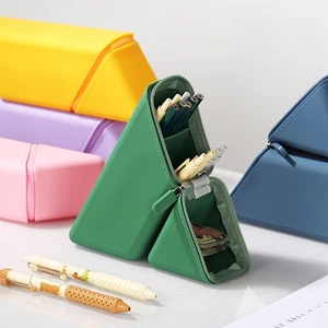 Silicone Pen Case Student Grid Pen Container Stationery Organizer with Zipper - Picture 1 of 21