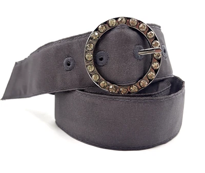 American Eagle Outfitters Women's Gray Ribbon Belt Rhinestone Buckle Hipster - Image 1 of 4