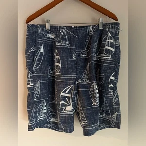 Pantalones Cortos Reyn Spooner Para Hombre XL Azul Velero Estampado Bolsillo Pull On - Imagen 1 de 4