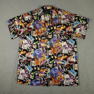 Nicole Miller Shirt Mens Size XS Black Vintage 90s Silk Novelty Canada Art - Image 1 of 4