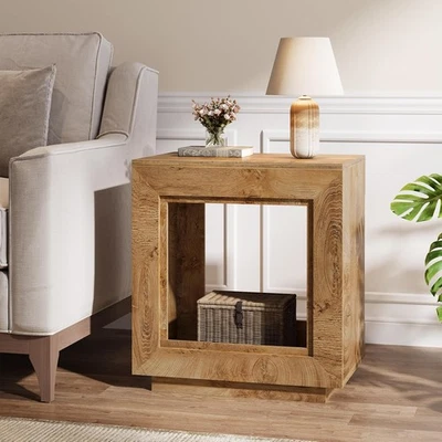 Rustic Brown End Table, 24" Farmhouse Side Table with Storage for Living Room - Image 1 of 4