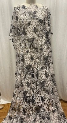 Hand Brushed black Painted Guipure Venice Lace Fabric 4.25 Yards Long 50" Wide - Image 1 of 4