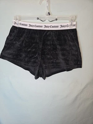 Juicy Couture Women's Sz XL BLACK Velour Juicy Embossed Logo Lounge Pj Short - Image 1 of 4