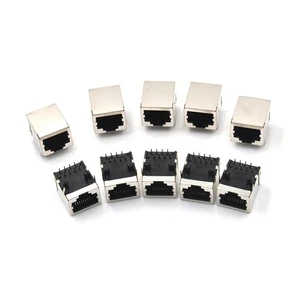 10Pcs RJ45 Right Angle Network Ethernet 8P8C Female Socket PCB Solder Connectors - Afbeelding 1 van 6