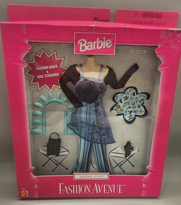 Barbie Fashion Avenue "City" Outfit Blue Smock Top Shoes & Decals 20642 - Image 1 of 4