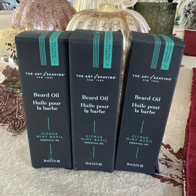 LOTE DE 3 El arte de afeitar barba aceite esencial cítrico menta albahaca 1,0 FL OZ EA Foto 1 de 4
