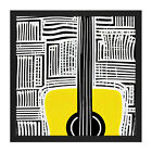 Guitar Boho Yellow Acoustic Music Square Frame Print Picture Wall Art