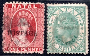 SOUTH AFRICA NATAL 1869 S.G. #26 POSTAGE OVERPRINT WITHOUT DOT & 1 SHILLING - Picture 1 of 2