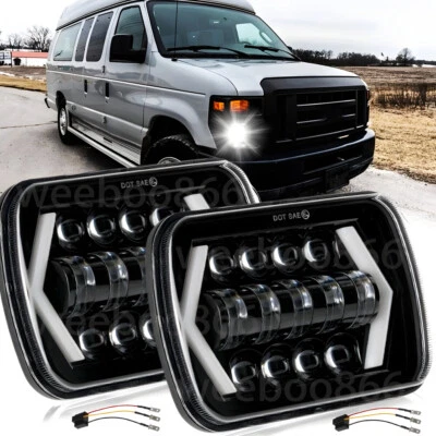 Par de faros LED DRL de 5x7" para Ford F-250 F350 F450 Super Duty E-250 Econoline Foto 1 de 4