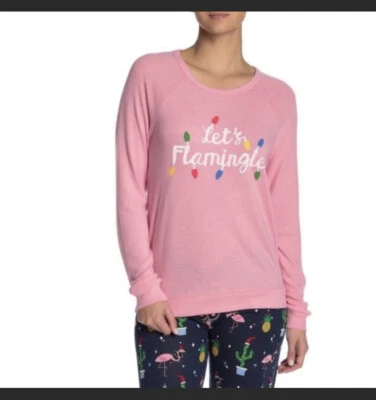 PJ Salvage Let’s Flamingle pink holiday lounge shirt size Large New - Image 1 of 4