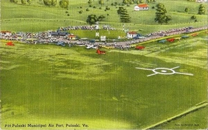 Postcard VA Virginia Pulaski Municipal Airport Planes Linen 1940s Unused NrMINT - Picture 1 of 1