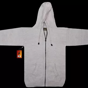 MEN HANDMADE ANDEAN ALPACA SOLID ZIP HOODIE SWEATER SZ S - Picture 1 of 74