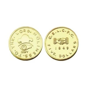 Moneta oro M5 $5,00 dollari 24 kt piatto mormone un momento nel tempo LDS CTR - Foto 1 di 4