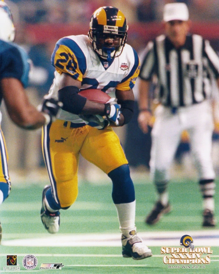 Marshall Faulk 1999 St. Louis Rams Super Bowl XXXIV archivo de fotos foto 8x10 foto Foto 1 de 1