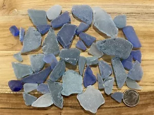 Vidrio de mar - Lote de 4 onzas de piezas azules diversas vidrio de mar - Lote # 256 - Imagen 1 de 2